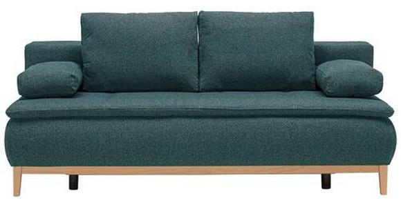 BOXSPRINGSOFA Flachgewebe Petrol  - Eichefarben/Beige, Design, Holz/Textil (202/78/93/100cm) - Carryhome