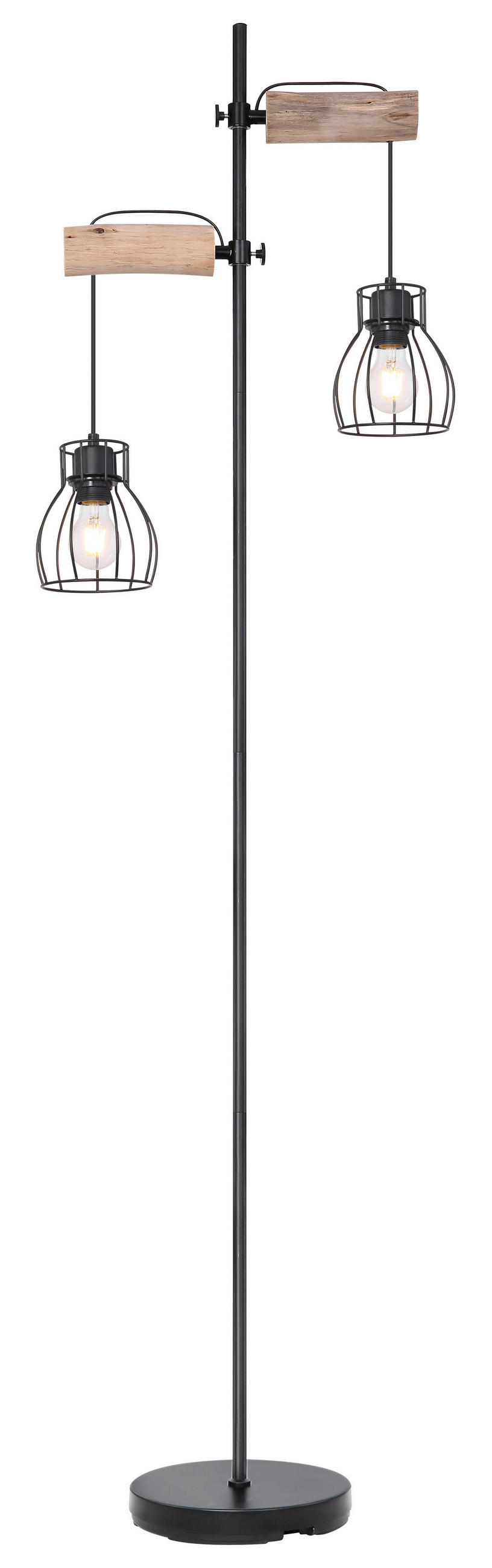 STOJACÍ LAMPA, 47/168 cm - černá/přírodní barvy, Design, kov/dřevo (47/168cm)