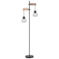 STOJACIA LAMPA, 47/168 cm  - čierna/prírodná farba, Design, kov/drevo (47/168cm)