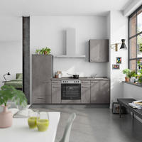 KÜCHENBLOCK Riva 240 cm  in Schieferfarben  - Schieferfarben/Edelstahlfarben, MODERN, Holzwerkstoff/Metall (240cm) - Nobilia