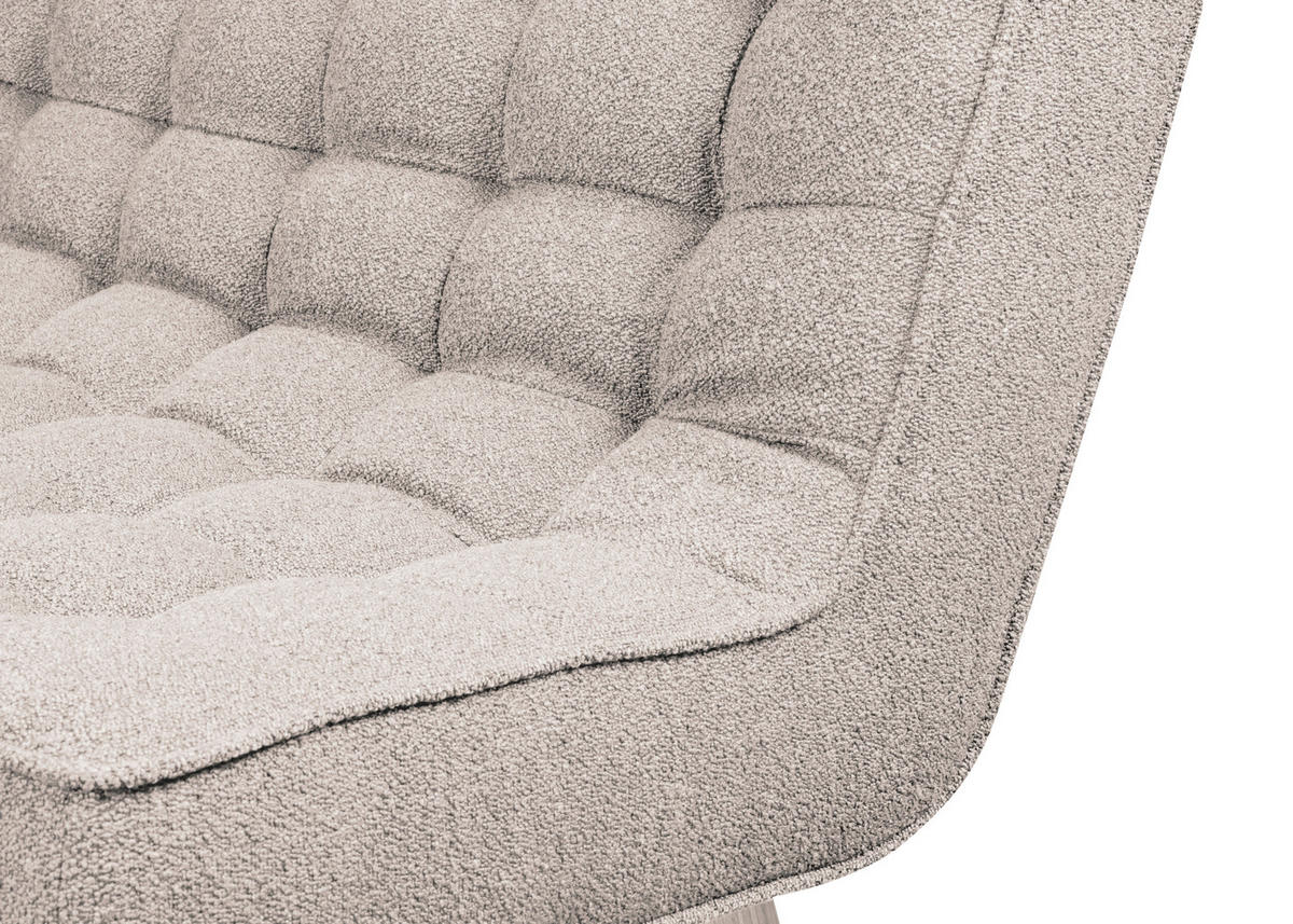 SITZBANK 183/90/79 cm Webstoff Champagner Eiche vollmassiv  - Champagner/Eichefarben, Design, Holz/Textil (183/90/79cm) - Linea Natura