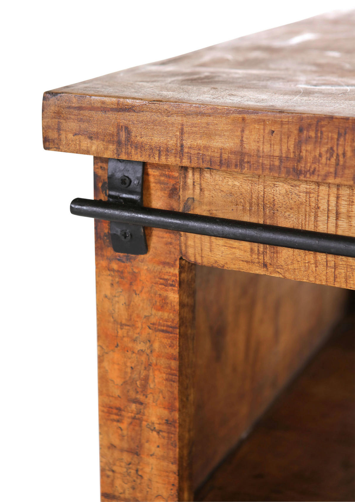 COUCHTISCH Mangoholz massiv 100/70/45 cm rechteckig Naturfarben, Schwarz  - Schwarz/Naturfarben, KONVENTIONELL, Holz/Holzwerkstoff (100/70/45cm) - Landscape