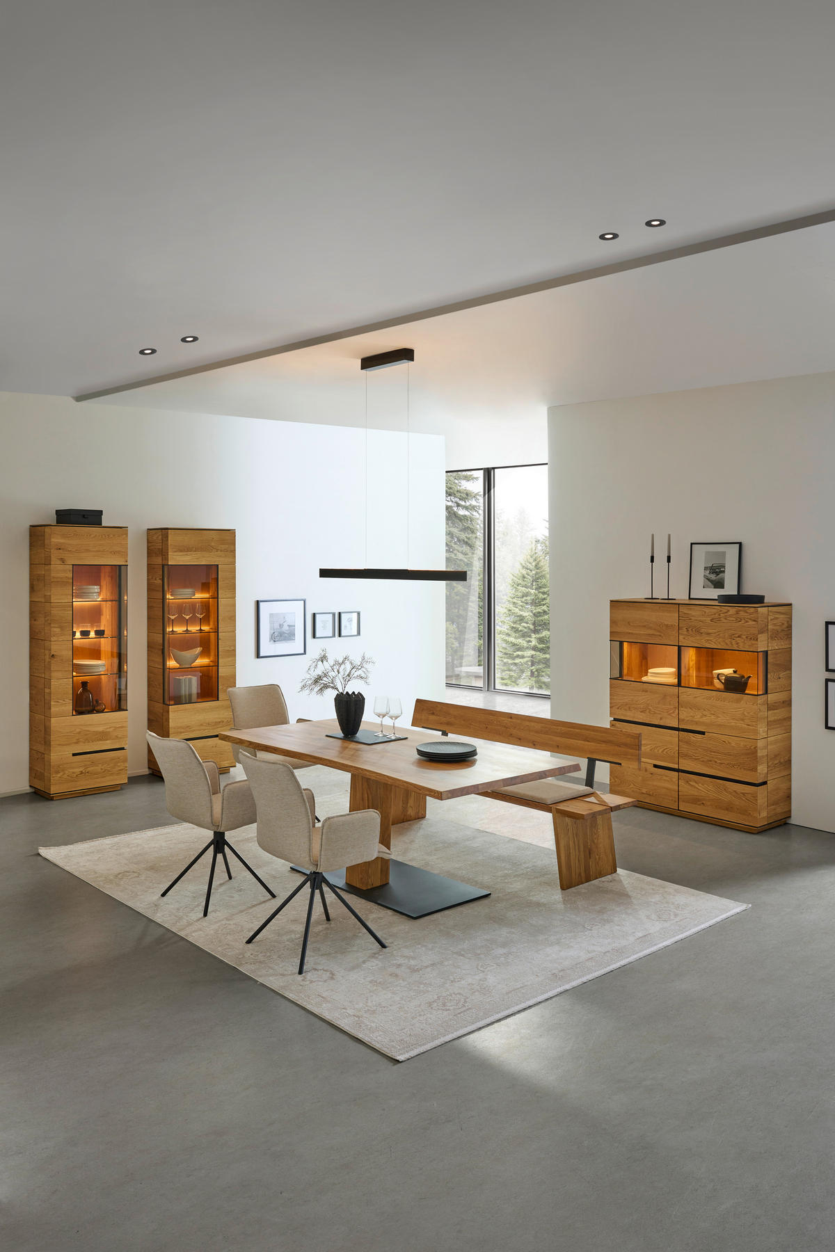 ESSTISCH in Holz 200/95/76 cm  - Eichefarben/Anthrazit, KONVENTIONELL, Holz/Metall (200/95/76cm) - Cassando