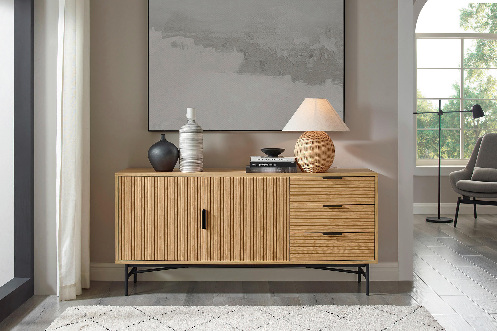 SIDEBOARD 160/75/40 cm  - Eichefarben/Schwarz, Design, Holz/Holzwerkstoff (160/75/40cm) - Livetastic