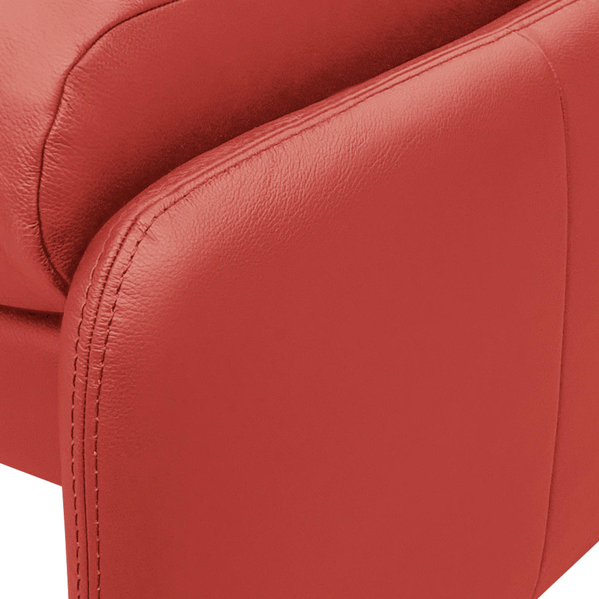 HOCKER in Leder Rot  - Silberfarben/Rot, Design, Leder/Metall (62/42/60cm) - Livetastic