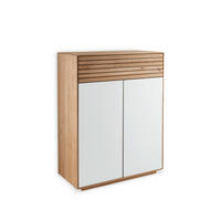 SCHUHSCHRANK  in 80/103/37 cm  - Wildeiche/Weiss, Natur, Glas/Holz (80/103/37cm) - Linea Natura