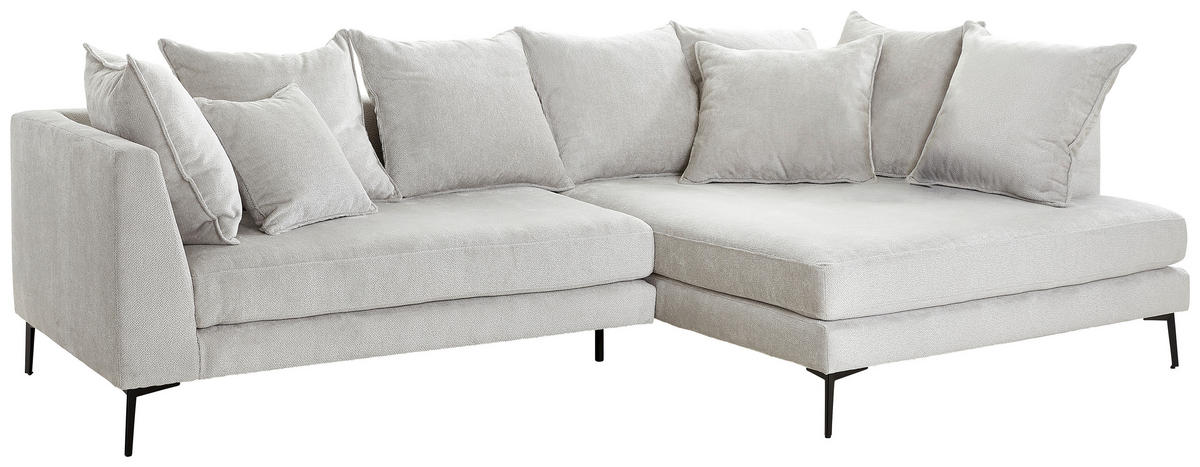 ECKSOFA in Chenille Beige  - Beige/Schwarz, Design, Textil/Metall (289/170cm) - Stylife