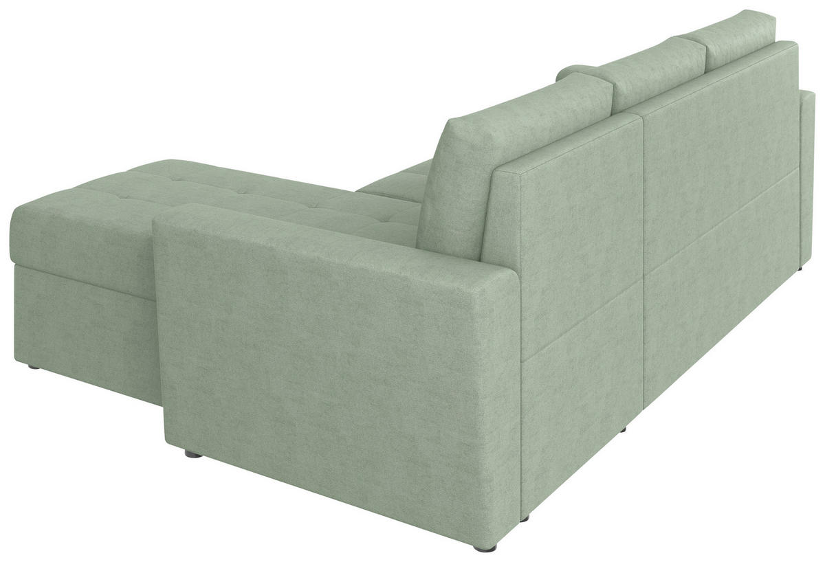 ECKSOFA TERMOLI in Jacquard Mintgrün  231/155 cm  - Schwarz/Mintgrün, Design, Kunststoff/Textil (231/155cm) - MID.YOU