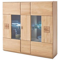 HIGHBOARD  in 150/141/38 cm  - Eichefarben/Nickelfarben, Design, Glas/Holz (150/141/38cm) - Livetastic
