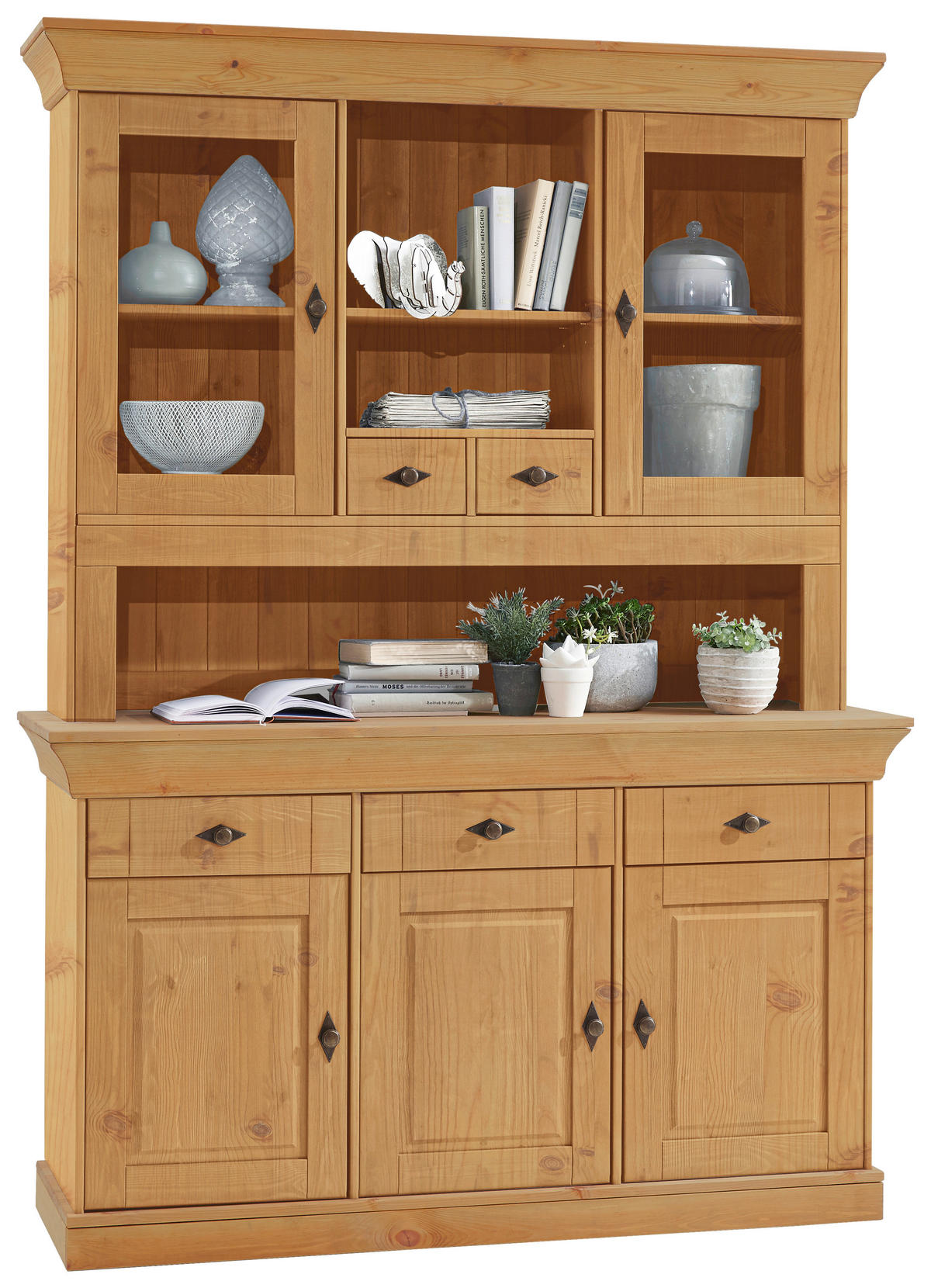 BUFFET 143/197/45 cm  in Laugenfarbig  - Laugenfarbig/Kupferfarben, ROMANTIK / LANDHAUS, Glas/Holz (143/197/45cm) - Boxxx