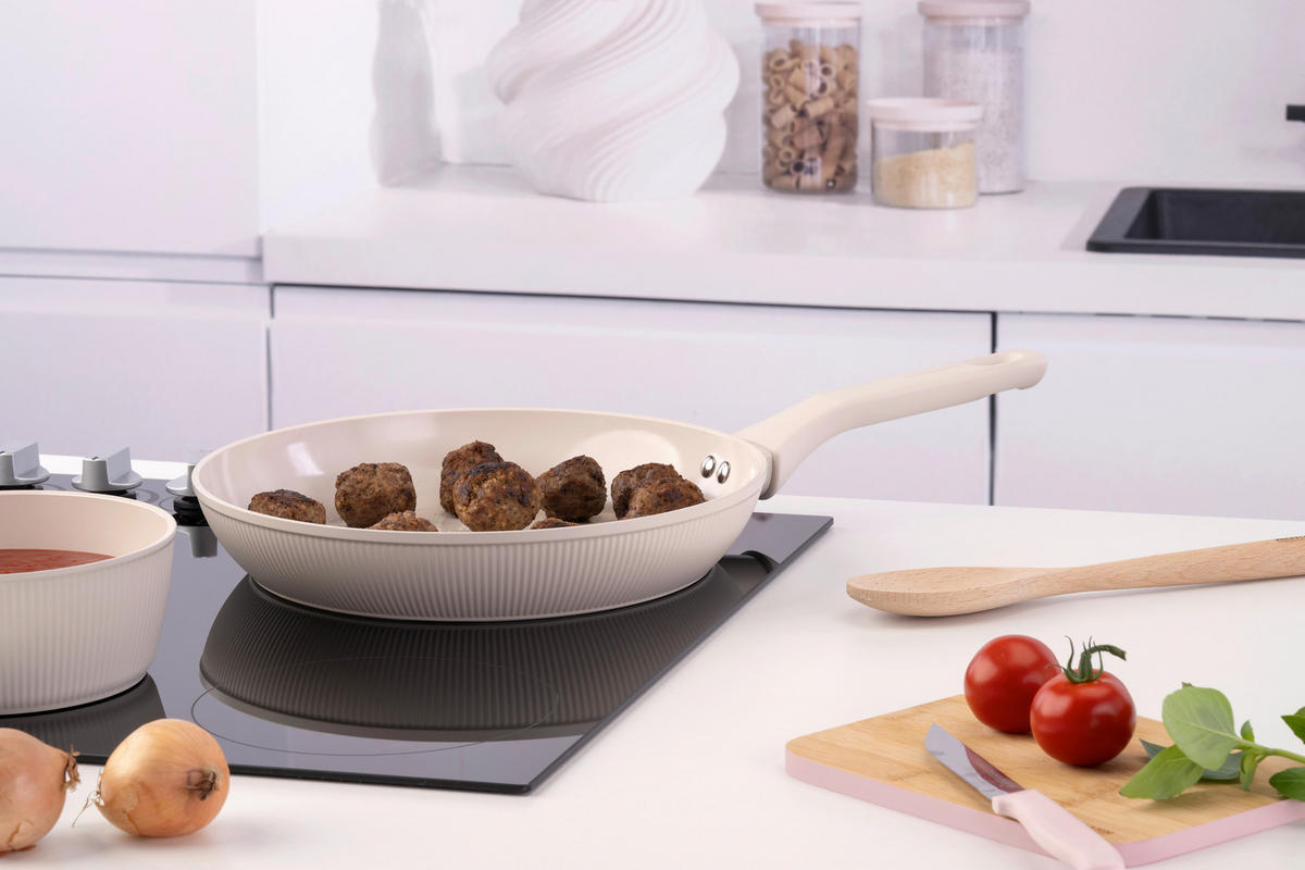 BRATPFANNE Pamela Reif Serie SHELL Keramikbeschichtung 28 cm  - Beigebraun, Basics, Metall (28cm) - Fackelmann