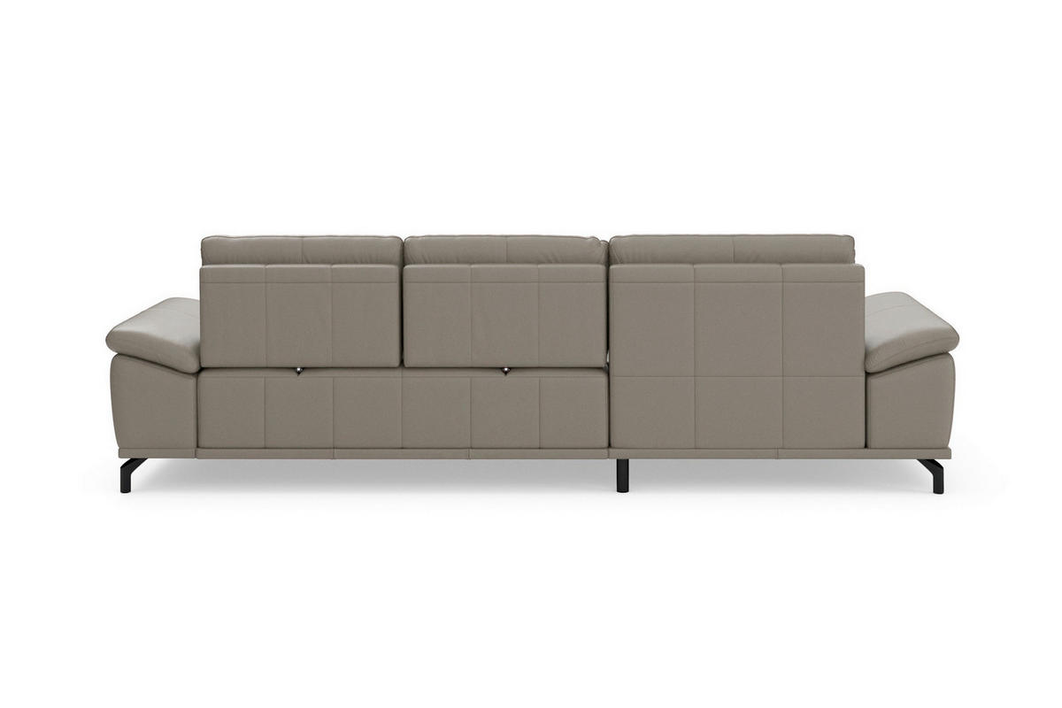 ROHOVÁ SEDAČKA, koža, sivá - čierna/sivá, Basics, kov/koža (176/301cm) - Sit & More