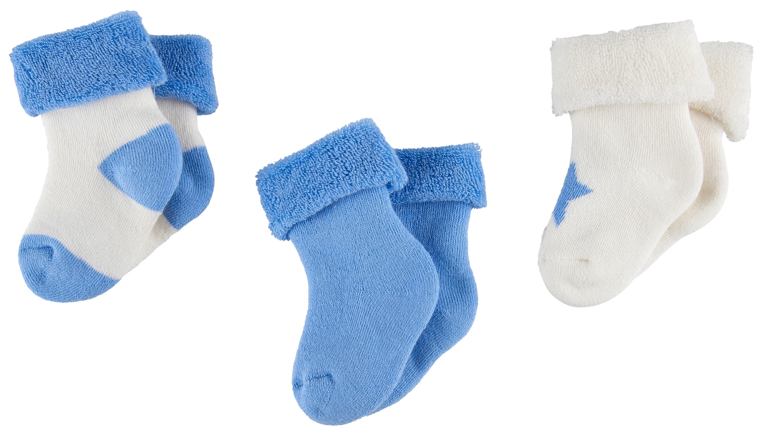 BABYSOCKEN 3 Stück  - Blau/Naturfarben, Trend, Textil (One Sizenull) - Patinio