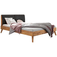 BETT 160/200 cm,  in Anthrazit, Wildeiche,  - Wildeiche/Anthrazit, Natur, Holz (160/200cm) - Hasena
