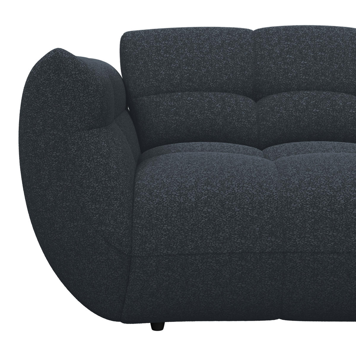 ECKSOFA Chenille Dunkelblau  - Schwarz/Dunkelblau, Trend, Kunststoff/Textil (280/178cm) - MID.YOU