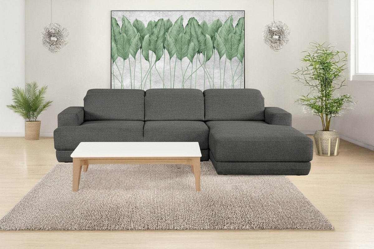 ECKSOFA  in Webstoff Dunkelgrau  204/293 cm  - Dunkelgrau/Schwarz, Design, Kunststoff/Textil (204/293cm) - MID.YOU
