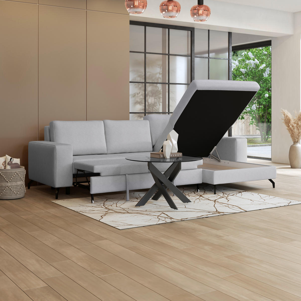 ECKSOFA Hellgrau  - Hellgrau, Trend, Textil (290/178cm) - P & B