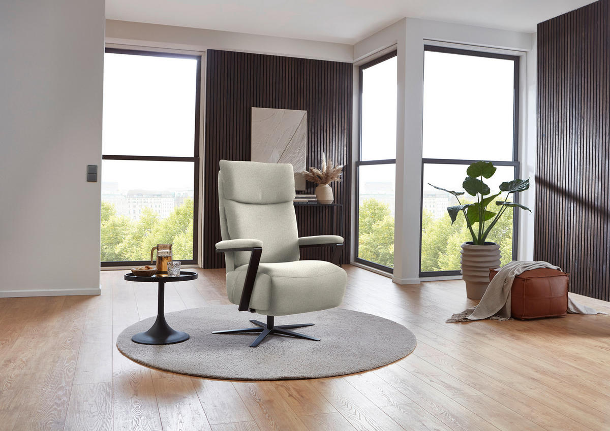 RELAXSESSEL in Textil Creme  - Creme/Schwarz, Design, Textil/Metall (68/117/85cm) - Cantus