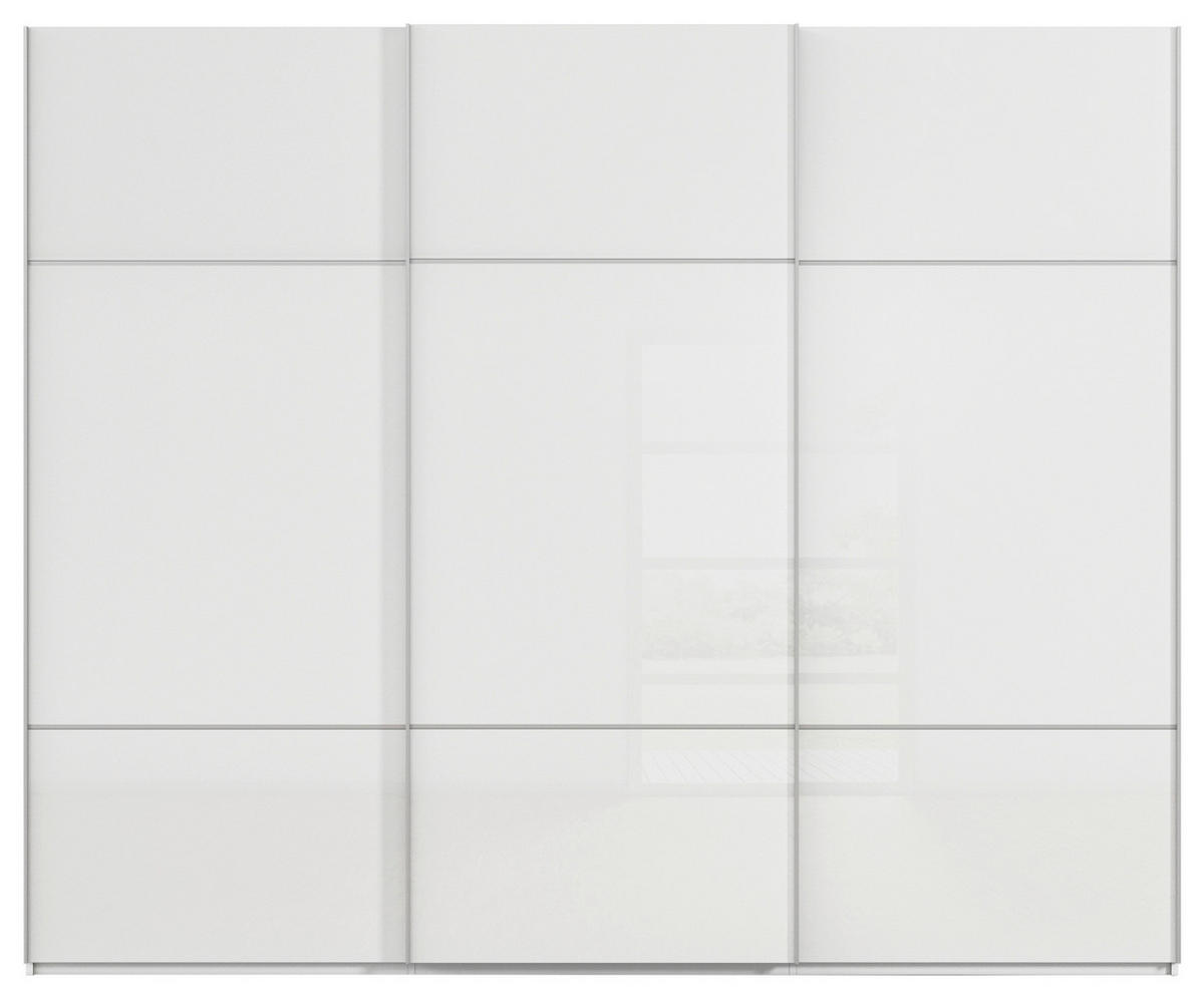 SCHWEBETÜRENSCHRANK 271/223/68 cm 3-türig Weiß  - Alufarben/Weiß, KONVENTIONELL, Glas/Holzwerkstoff (271/223/68cm) - Novel