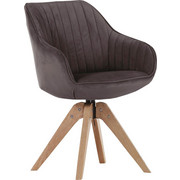 STUHL Velours Braun - Eichefarben/Braun, Design, Holz/Textil (60/83/65cm) - Hom`in