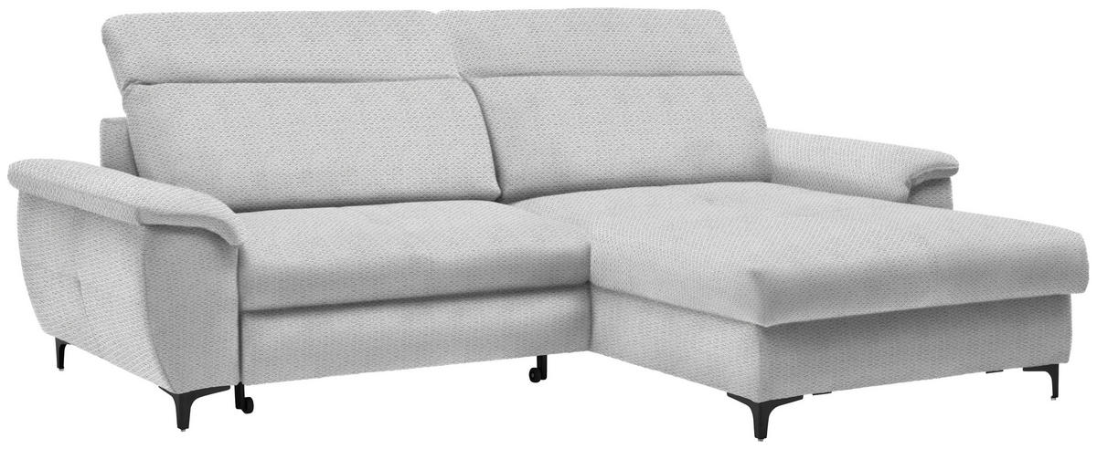 ECKSOFA in Chenille Hellgrau  - Hellgrau/Schwarz, Design, Textil/Metall (185/256cm) - Stylife