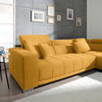 ECKSOFA in Mikrofaser Dunkelgelb  - Chromfarben/Dunkelgelb, Design, Textil/Metall (301/207cm) - Xora