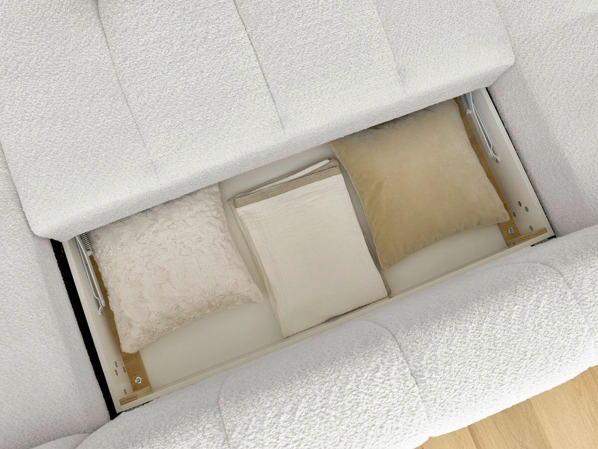 WOHNLANDSCHAFT  FUJI  Weiß Bouclé  - Schwarz/Weiß, MODERN, Kunststoff/Textil (204/377/160cm)