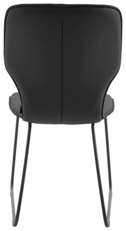 STUHL Echtleder Schwarz  - Dunkelgrau/Schwarz, Design, Leder/Metall (49/95/63cm) - Musterring
