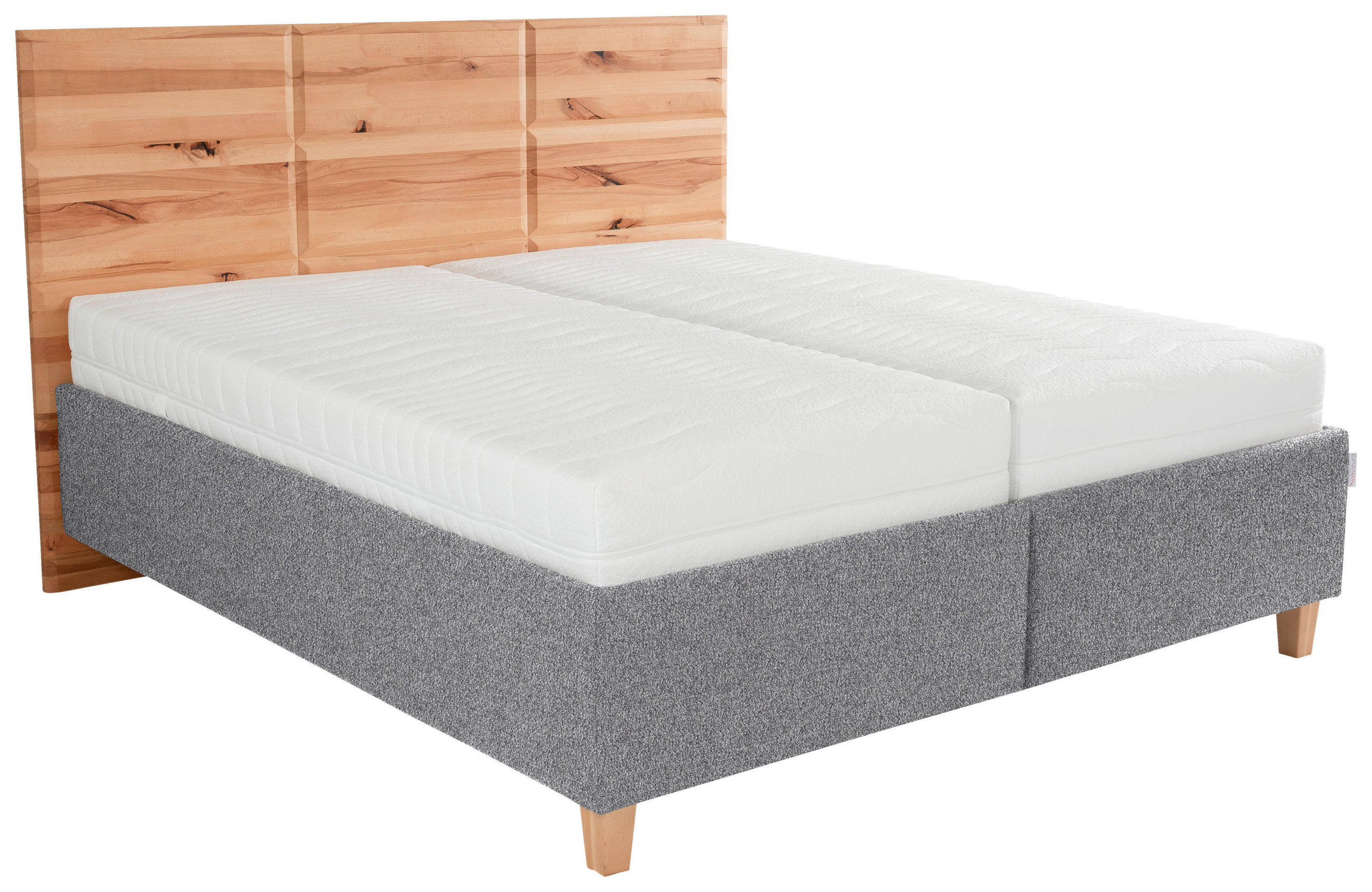 POLSTERBETT Matratze, Lattenrost, Bettkasten Buchefarben, Hellgrau 160/200 cm  - Buchefarben/Hellgrau, Design, Holz/Textil (160/200cm) - Valnatura