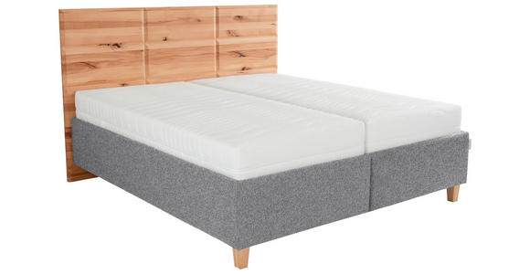 POLSTERBETT Matratze, Lattenrost, Bettkasten Buchefarben, Hellgrau 160/200 cm - Buchefarben/Hellgrau, Design, Holz/Textil (160/200cm) - Valnatura