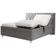 POLSTERBETT Matratze, Lattenrost, Bettkasten, motorische Verstellbarkeit Grau 180/200 cm  - Silberfarben/Weiß, KONVENTIONELL, Holz/Textil (180/200cm) - Esposa
