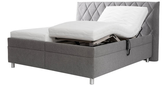 POLSTERBETT Matratze, Lattenrost, Bettkasten, motorische Verstellbarkeit Grau 180/200 cm  - Silberfarben/Weiß, KONVENTIONELL, Holz/Textil (180/200cm) - Esposa
