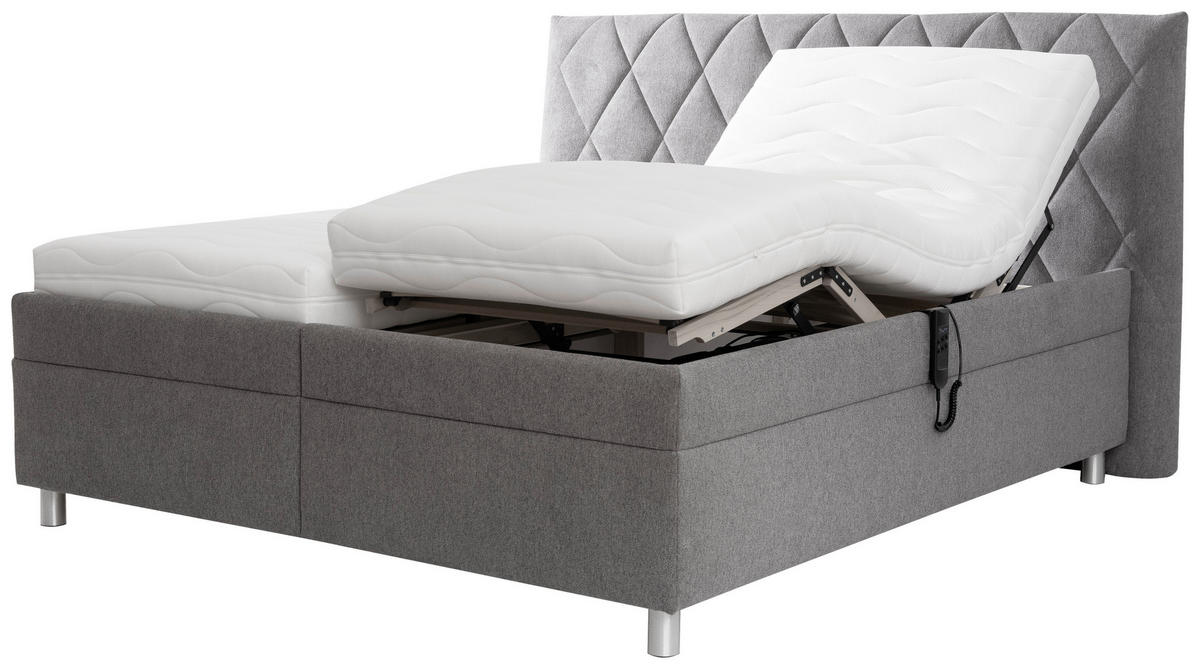 POLSTERBETT 160/200 cm  in Grau  - Weiss/Silberfarben, Konventionell, Holz/Textil (160/200cm) - Esposa