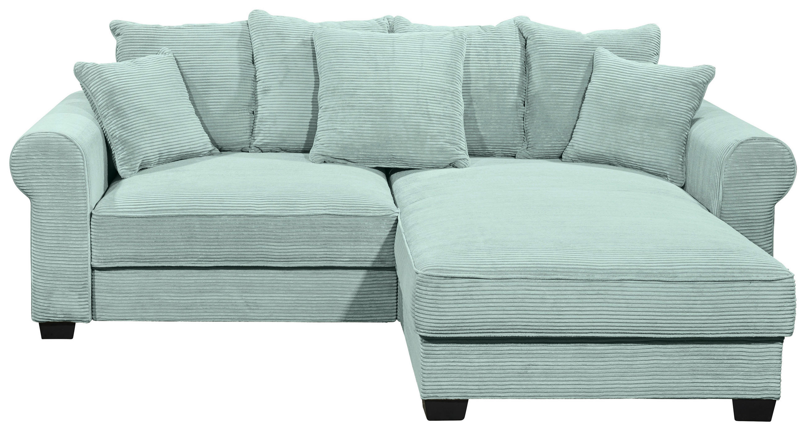 ECKSOFA Salbeigrün Cord  - Salbeigrün/Schwarz, KONVENTIONELL, Kunststoff/Textil (255/185cm) - Hom`in