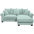 ECKSOFA Salbeigrün Cord  - Salbeigrün/Schwarz, KONVENTIONELL, Kunststoff/Textil (255/185cm) - Hom`in