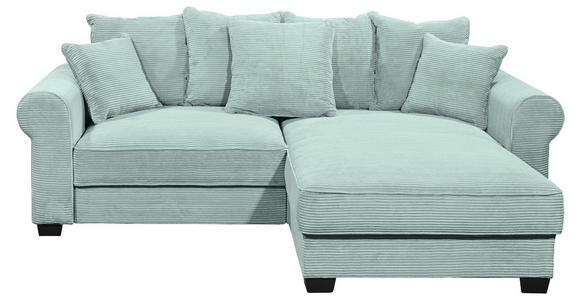 ECKSOFA Salbeigrün Cord - Salbeigrün/Schwarz, KONVENTIONELL, Kunststoff/Textil (255/185cm) - Hom`in