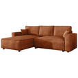 ECKSOFA Rostfarben Cord Zierkissen, Rückenkissen, Bettkasten, Schlaffunktion, Rücken echt, Liegefläche im Originalstoff  - Rostfarben/Schwarz, MODERN, Kunststoff/Textil (190/280cm) - Carryhome