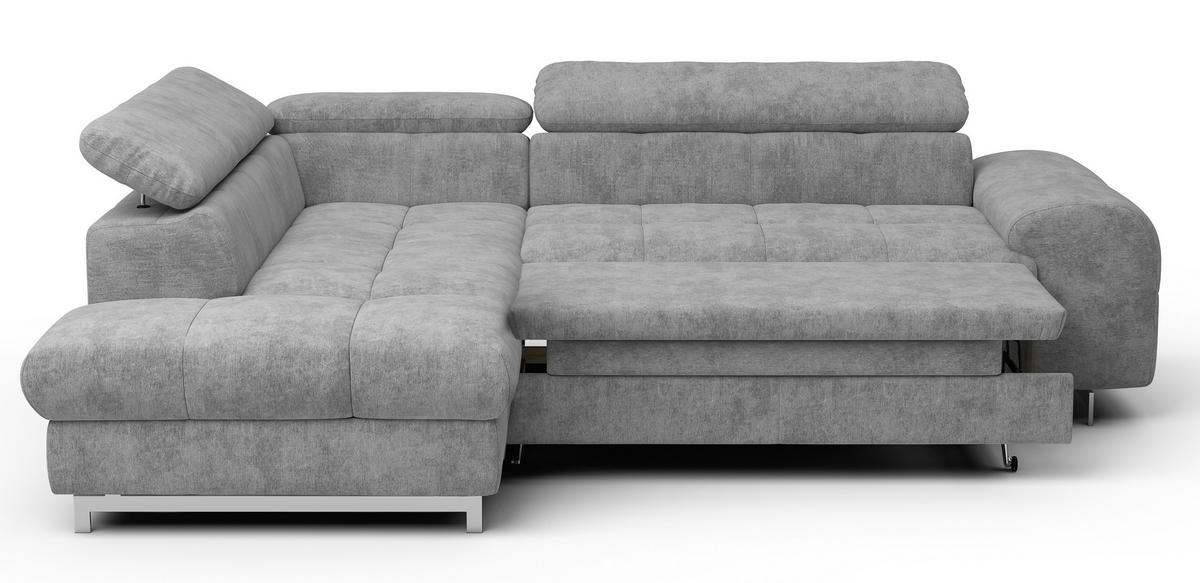 ECKSOFA in Mikrofaser Hellgrau  - Chromfarben/Hellgrau, Konventionell, Textil/Metall (206/257cm) - Livetastic