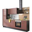 KÜCHENBLOCK XO 15 290 cm  in Graphitfarben, Rot, Eichefarben  - Edelstahlfarben/Eichefarben, Design, Holzwerkstoff/Metall (290cm) - Xora