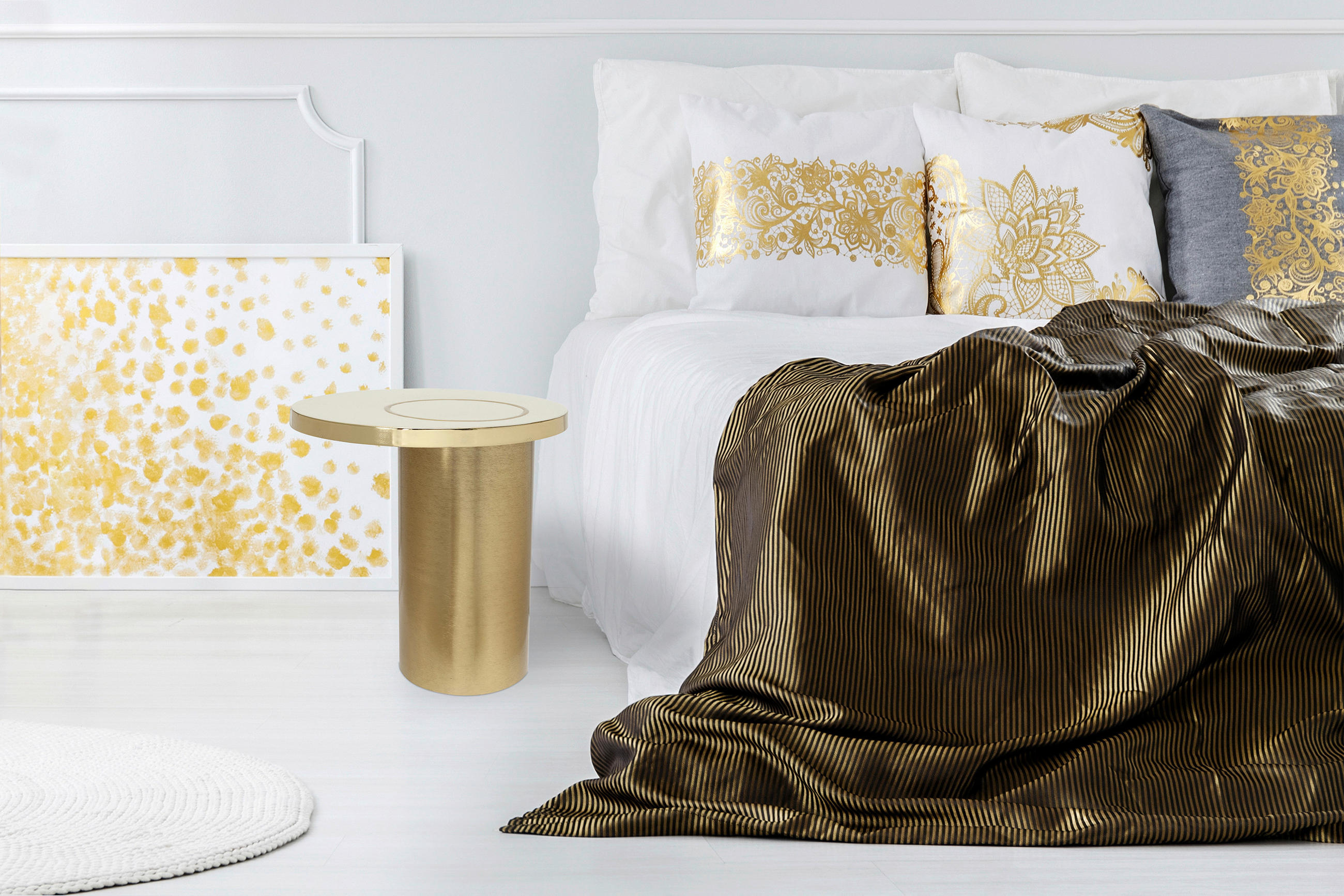 BEISTELLTISCH Goldfarben rund  - Goldfarben, Design, Metall (51/50cm) - Kayoom