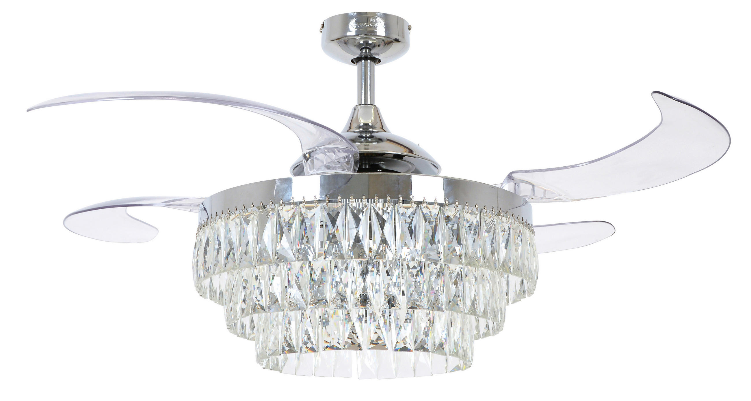 DECKENVENTILATOR FANAWAY VEIL 122/50 cm   - Chromfarben/Transparent, Trend, Kunststoff/Metall (122/50cm) - P & B