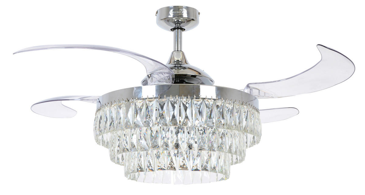 DECKENVENTILATOR  122/50 cm    - Chromfarben/Transparent, Trend, Kunststoff/Metall (122/50cm) - P & B