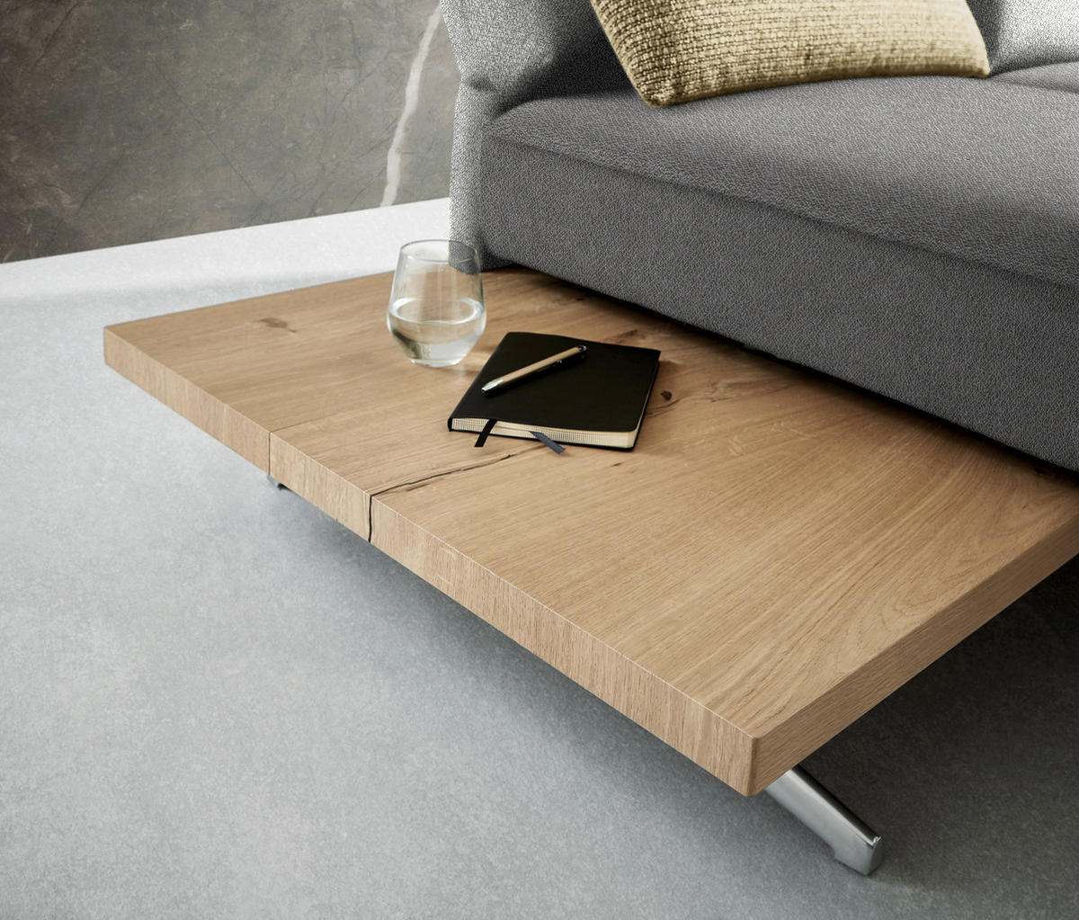 ECKSOFA in Flachgewebe Hellgrau  - Chromfarben/Hellgrau, Design, Holz/Textil (240/132cm) - Koinor