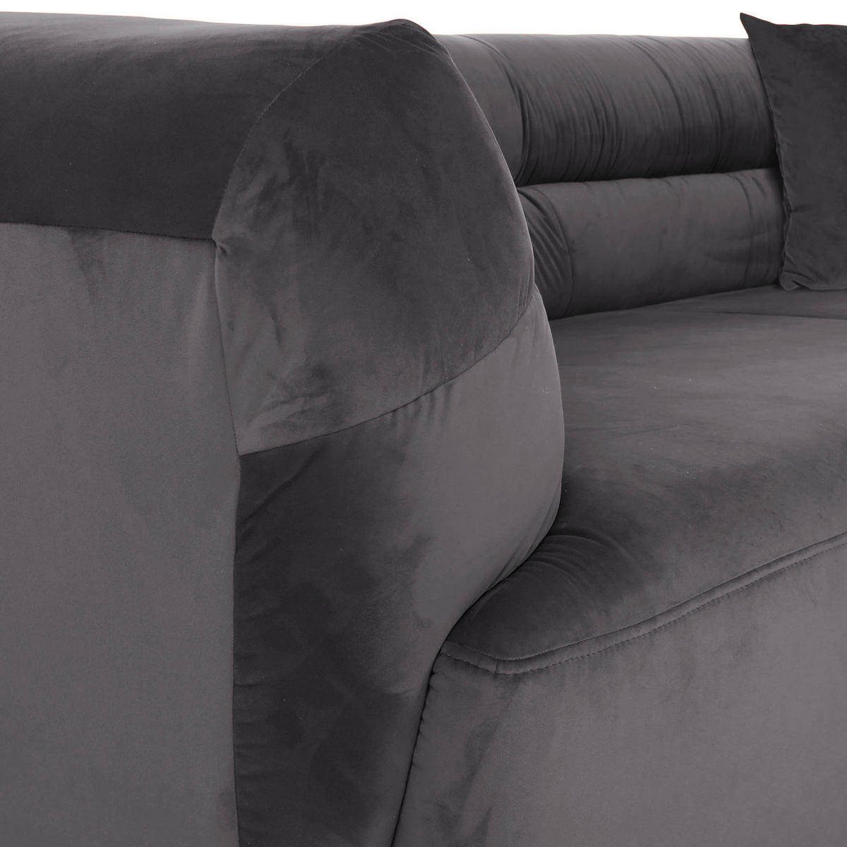 BIGSOFA Samt Anthrazit  - Anthrazit/Schwarz, KONVENTIONELL, Kunststoff/Textil (240/73/100cm) - Carryhome