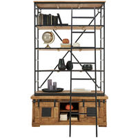 BÜCHERWAND Naturfarben, Schwarz  127/210/45 cm  - Schwarz/Naturfarben, KONVENTIONELL, Holz/Metall (127/210/45cm) - Landscape