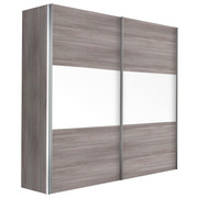 SCHWEBETÜRENSCHRANK in Eichefarben - Eichefarben/Alufarben, Design, Glas/Holzwerkstoff (150/216/68cm) - Hom`in