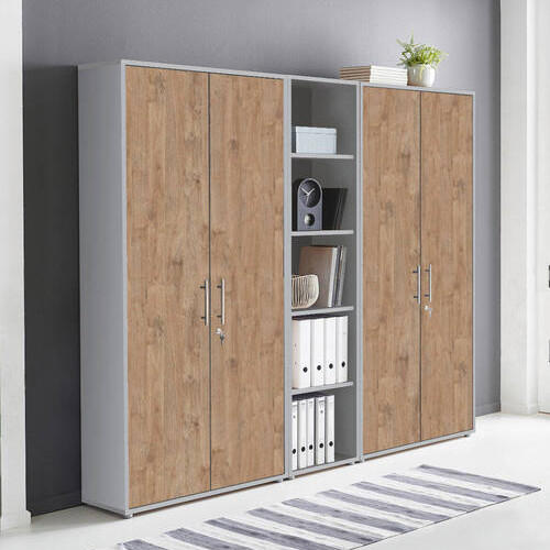AKTENSCHRANK Grau, Eichefarben  - Eichefarben/Grau, MODERN, Holzwerkstoff (212,9/185,6/33cm) - MID.YOU