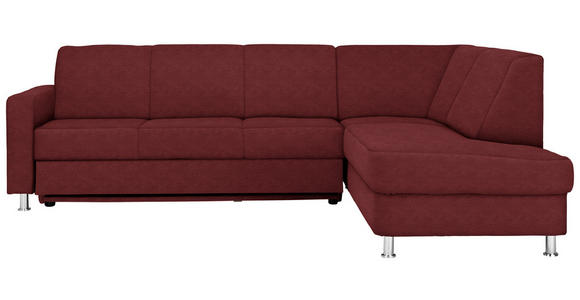 ECKSOFA in Flachgewebe Rot 256/198 cm - Chromfarben/Rot, Design, Textil/Metall (256/198cm) - Xora
