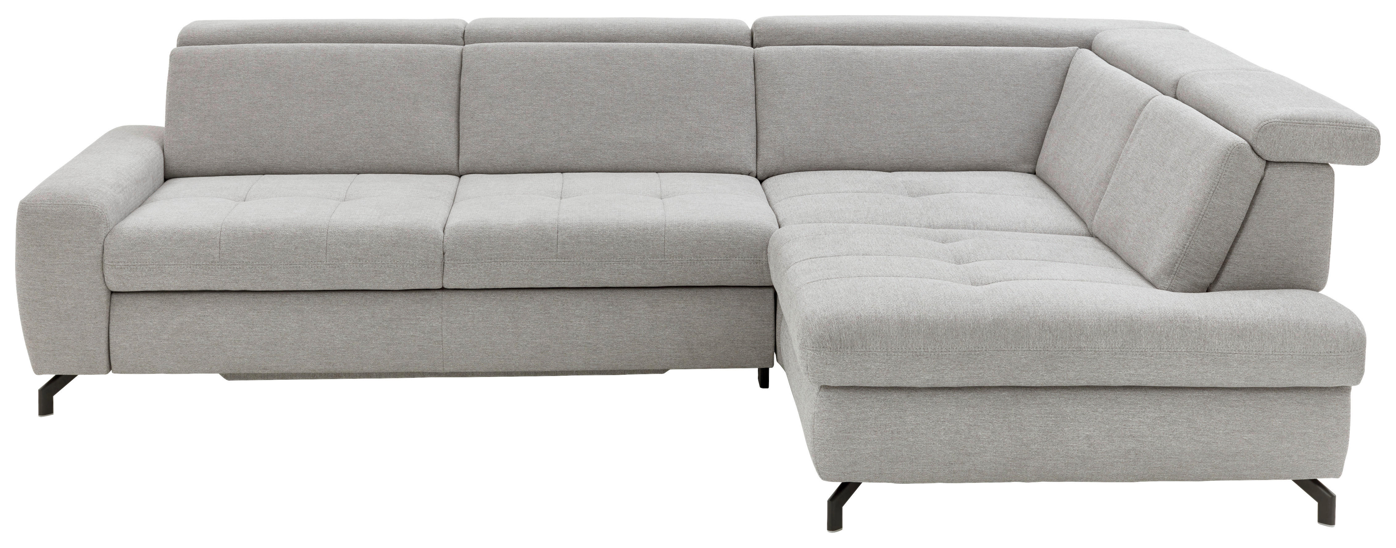 ECKSOFA in Chenille Hellgrau  - Hellgrau/Schwarz, Design, Textil/Metall (310/220cm) - Beldomo Style