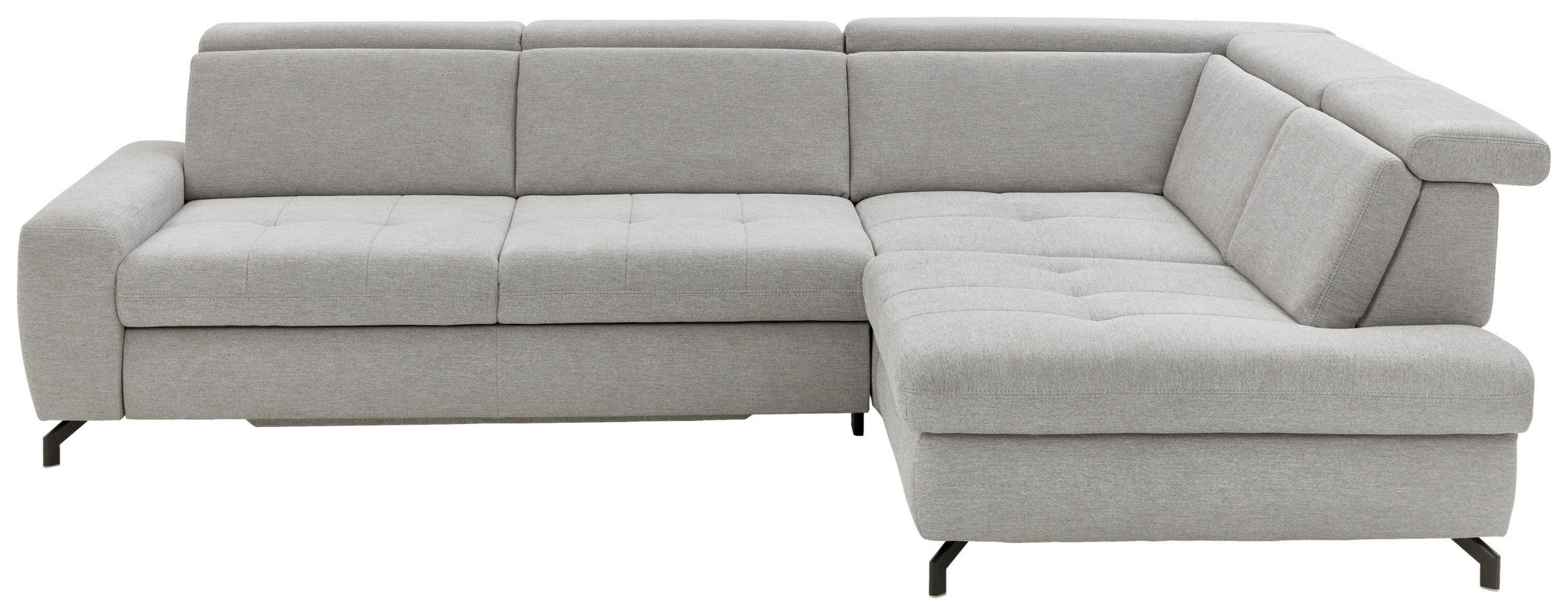 ECKSOFA Hellgrau Chenille - Hellgrau/Schwarz, Design, Textil/Metall (310/220cm) - Beldomo Style